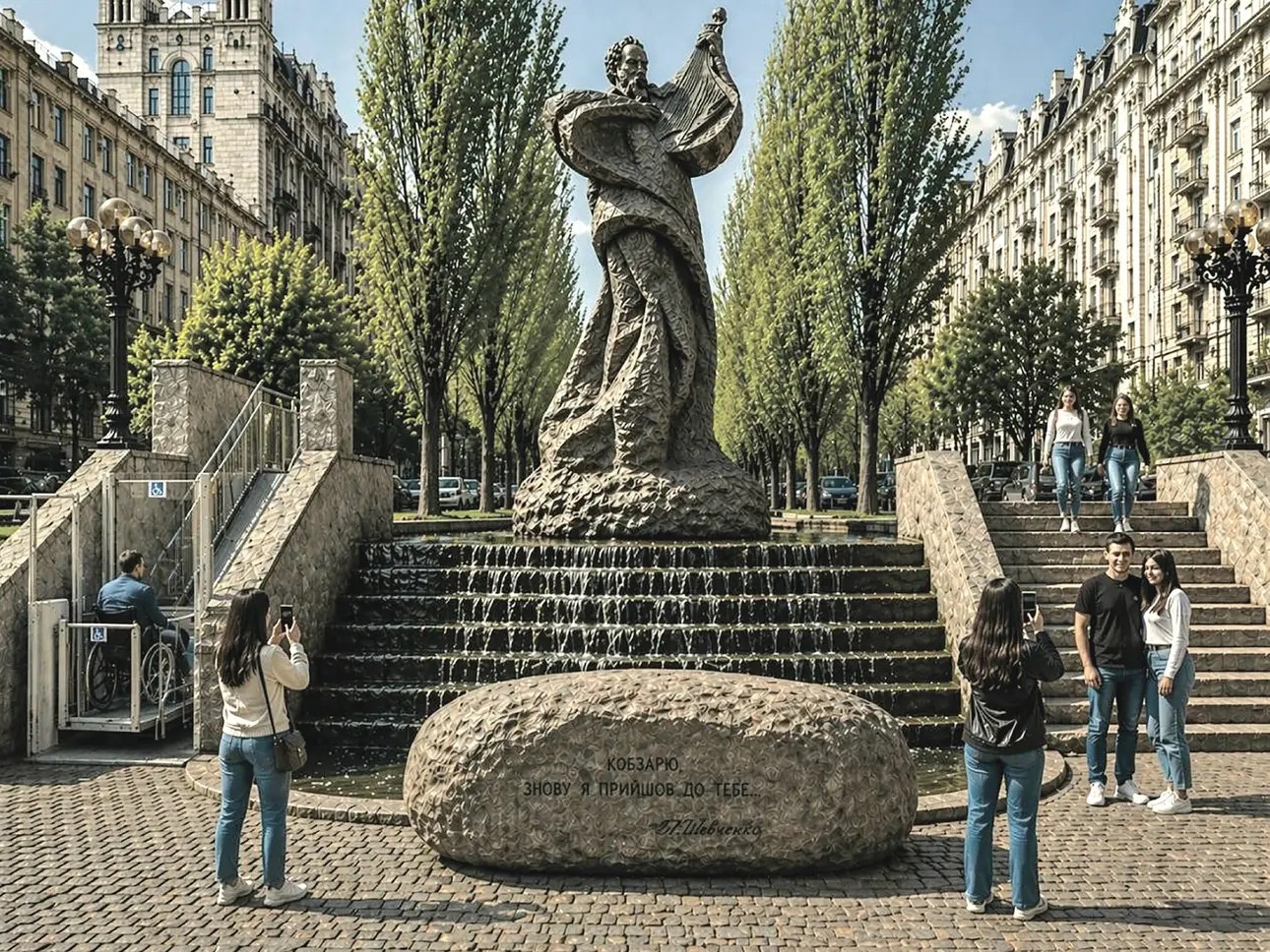 Нічна перспектива монумента Кобзаря